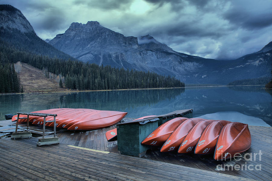 Emerald Lake Canoes Photograph by Adam Jewell