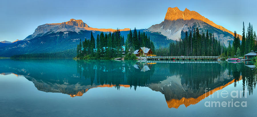 Emerald Lake Red Outline Panorama Photograph by Adam Jewell