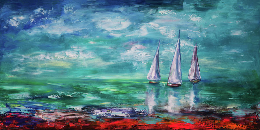 Emerald Morning Oil Painting with a Palette Knife  Painting by Lena Owens - OLena Art Vibrant Palette Knife and Graphic Design