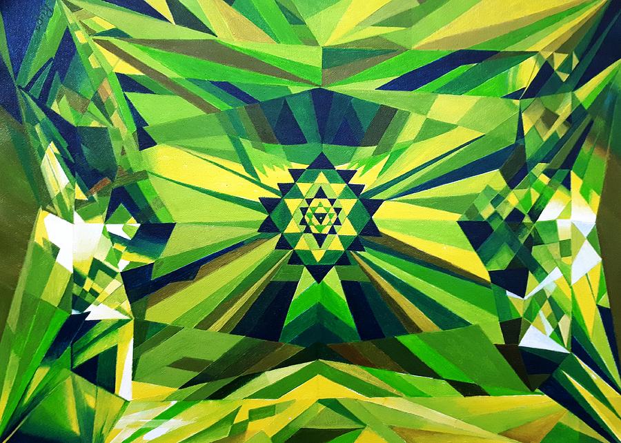 Abstract Painting - Emerald by Rupa Prakash