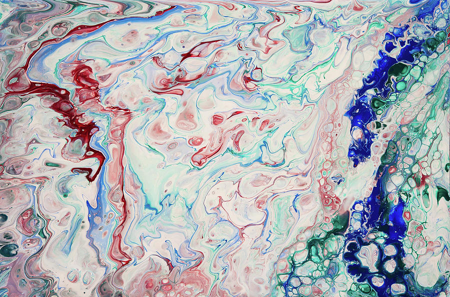 Emerald, Sapphire and Ruby.  Abstract Fluid Acrylic Painting Painting by Jenny Rainbow