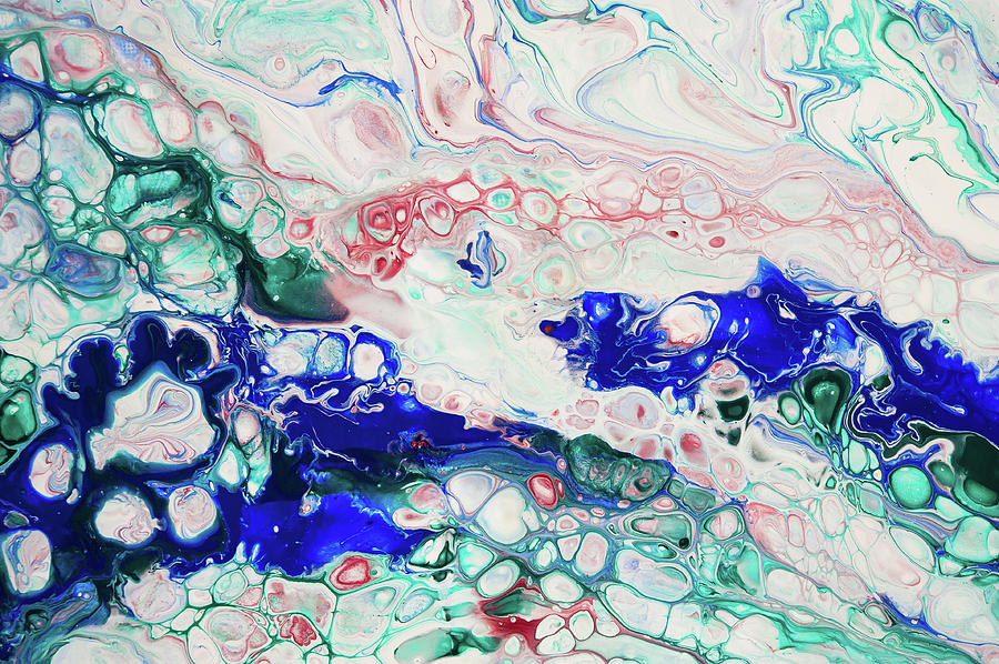 Emerald, Sapphire and Ruby Fragment. 2  Abstract Fluid Acrylic Painting Painting by Jenny Rainbow