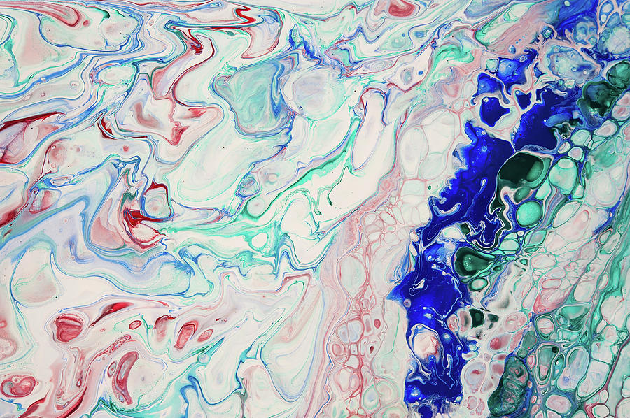 Emerald, Sapphire and Ruby Fragment 4. Abstract Fluid Acrylic Painting Painting by Jenny Rainbow