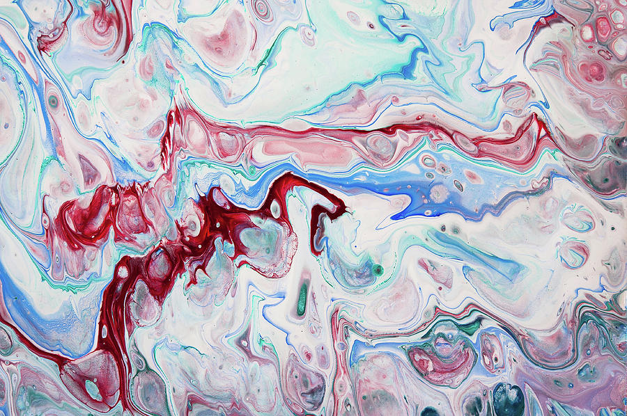 Emerald, Sapphire and Ruby Fragment 8.  Abstract Fluid Acrylic Painting Painting by Jenny Rainbow