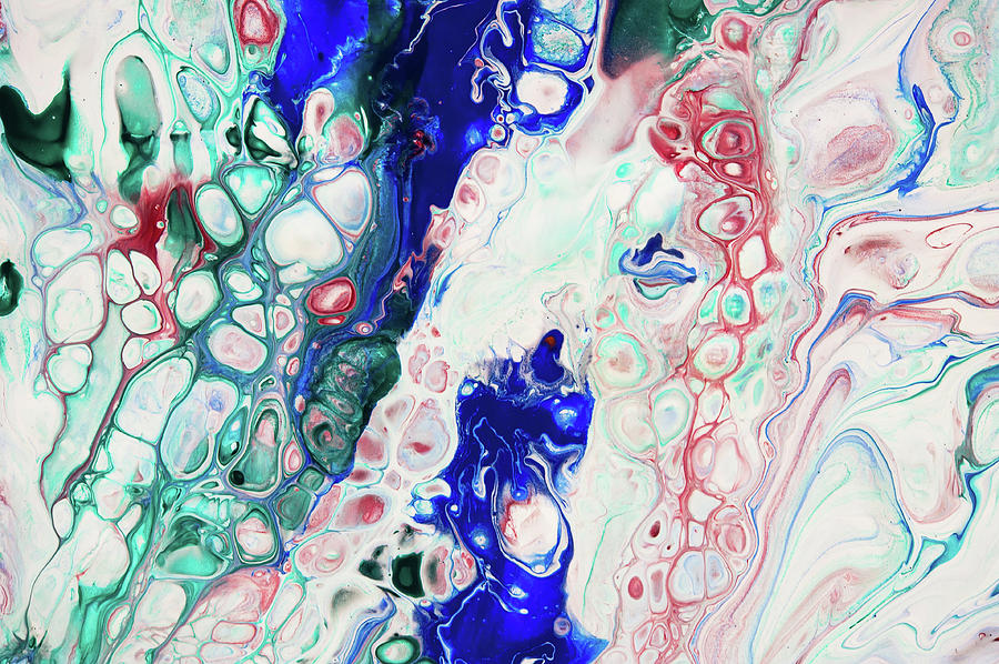 Emerald, Sapphire and Ruby Fragment.  Abstract Fluid Acrylic Painting Painting by Jenny Rainbow