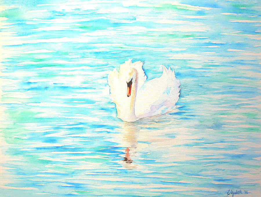 Emerald Swan Painting by Elizabeth Lock