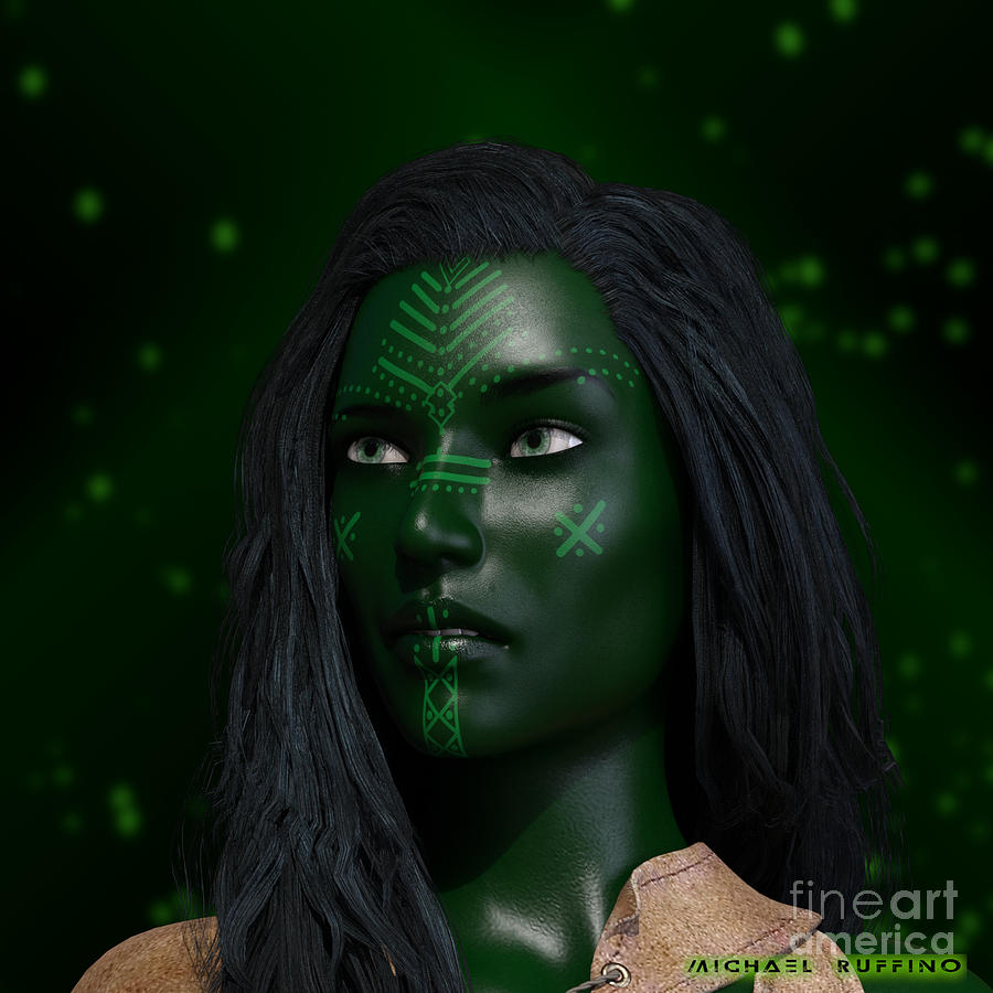 Green Digital Art - Emeralda by Michael Ruffino