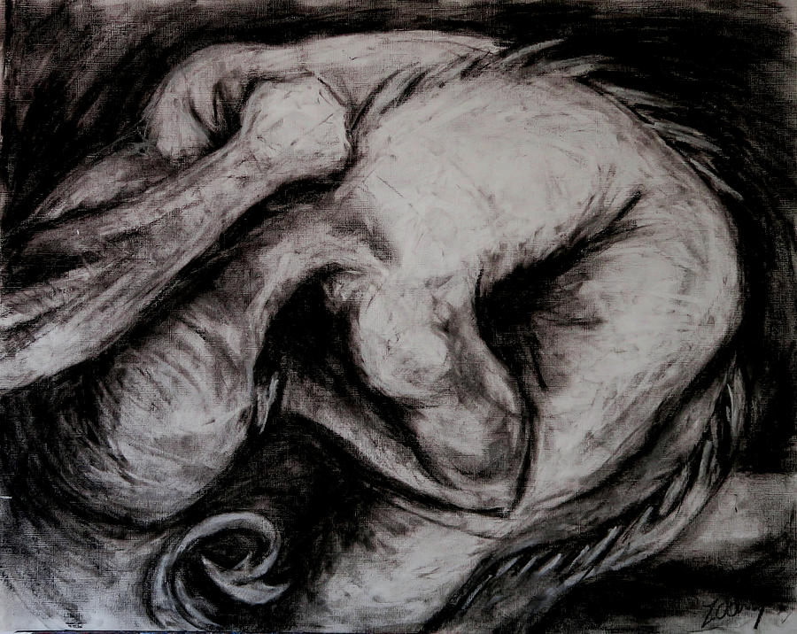 Black And White Pastel - Emergence by Zoe  Oakley