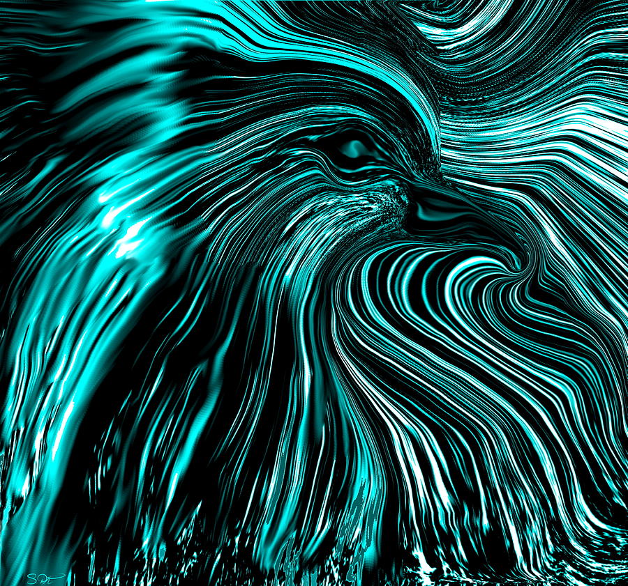 Abstract Digital Art - Emerging from the Black and Blues by Abstract Angel Artist Stephen K