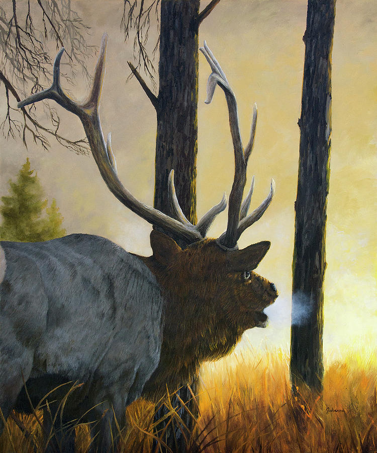 Emerging Monarch - Elk Painting by Johanna Lerwick