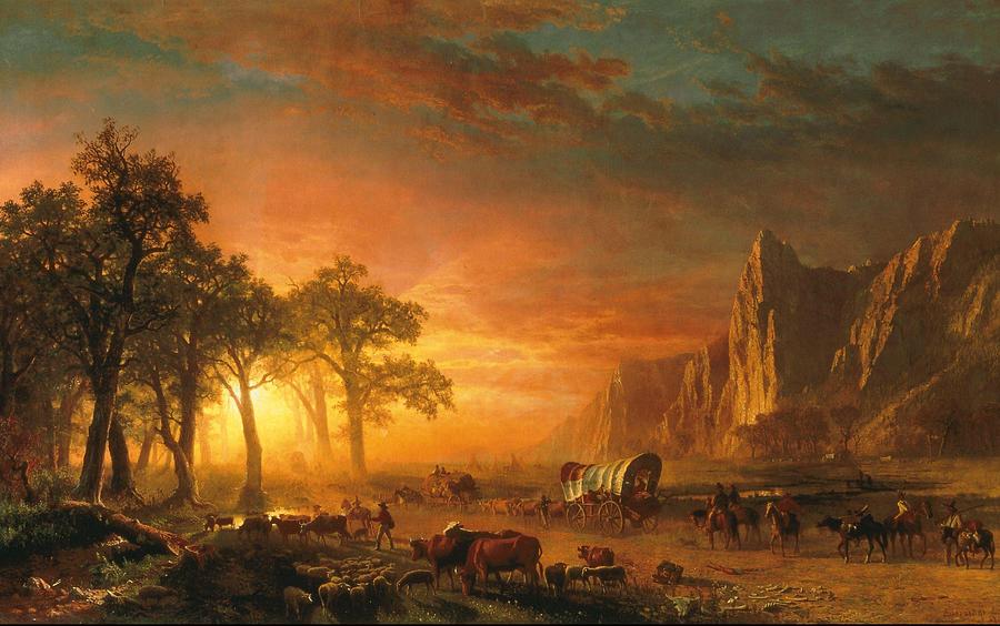 Albert Bierstadt  Painting - Emigrants Crossing the Plains - 1867 by Eric Glaser