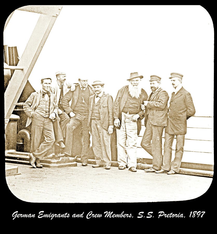 Emigrants, Passangers and Crew Members on Deck of S.S. Pretoria, Photograph by A Macarthur Gurmankin