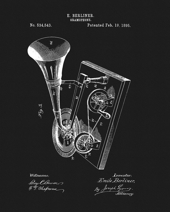 Emile Berliner Gramophone Drawing by Dan Sproul