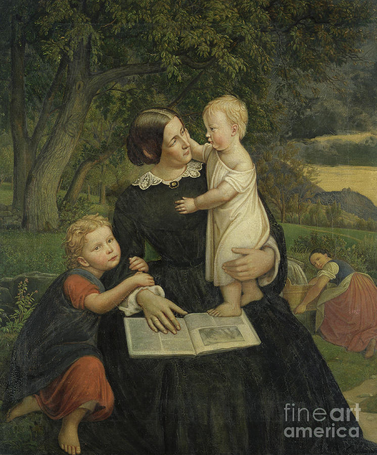 Emilie Marie Wasmann, the artists wife Painting by Rudolph Friedrich Wasmann