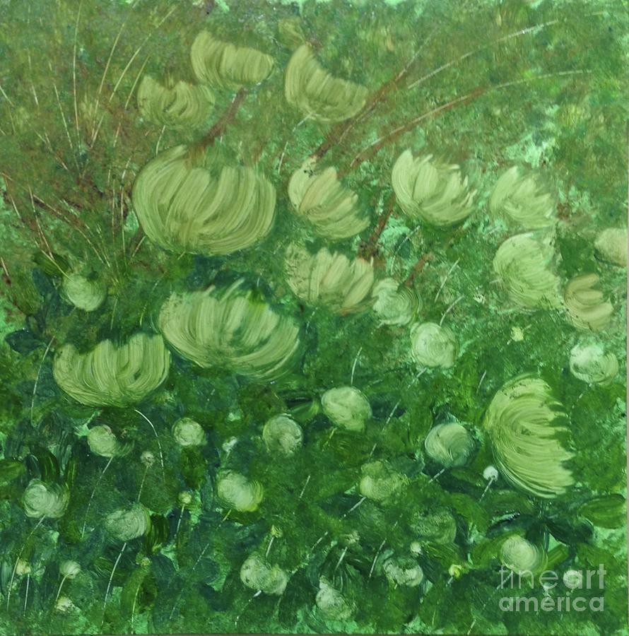 Emils Peonies In Green Painting by Barrie Stark