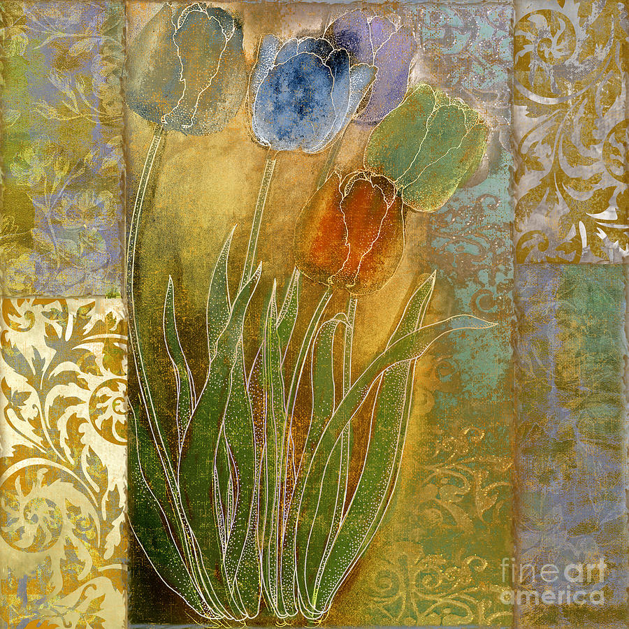 Emily Damask Tulips Painting by Mindy Sommers