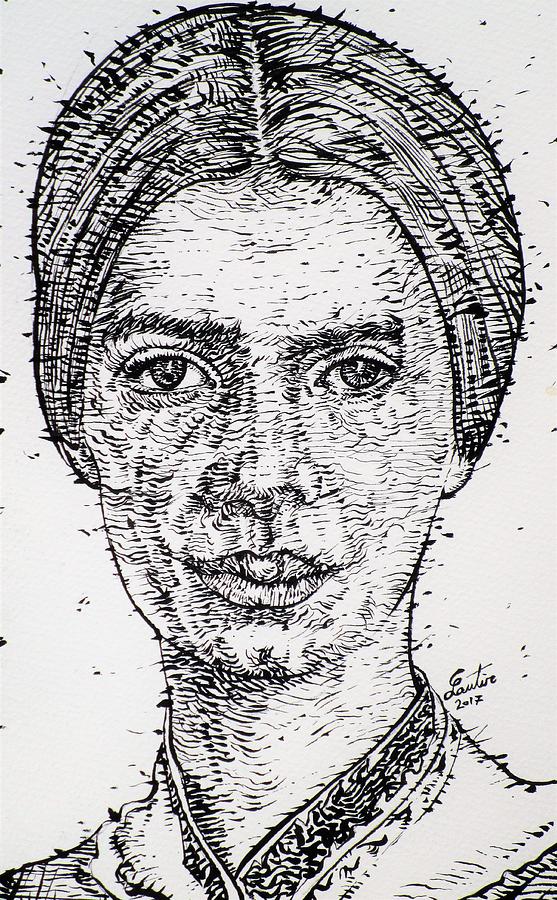 EMILY DICKINSON - ink portrait Drawing by Fabrizio Cassetta