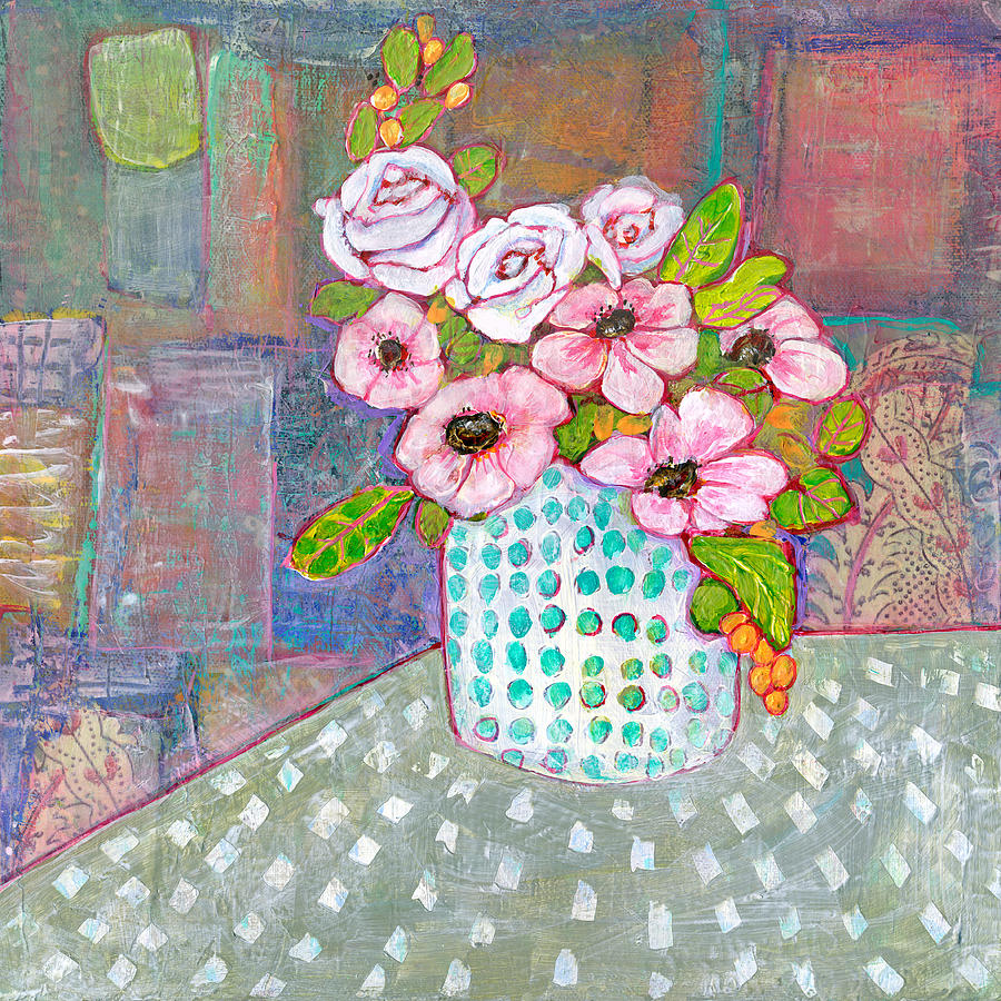 Emily Roses Flowers Painting by Blenda Studio