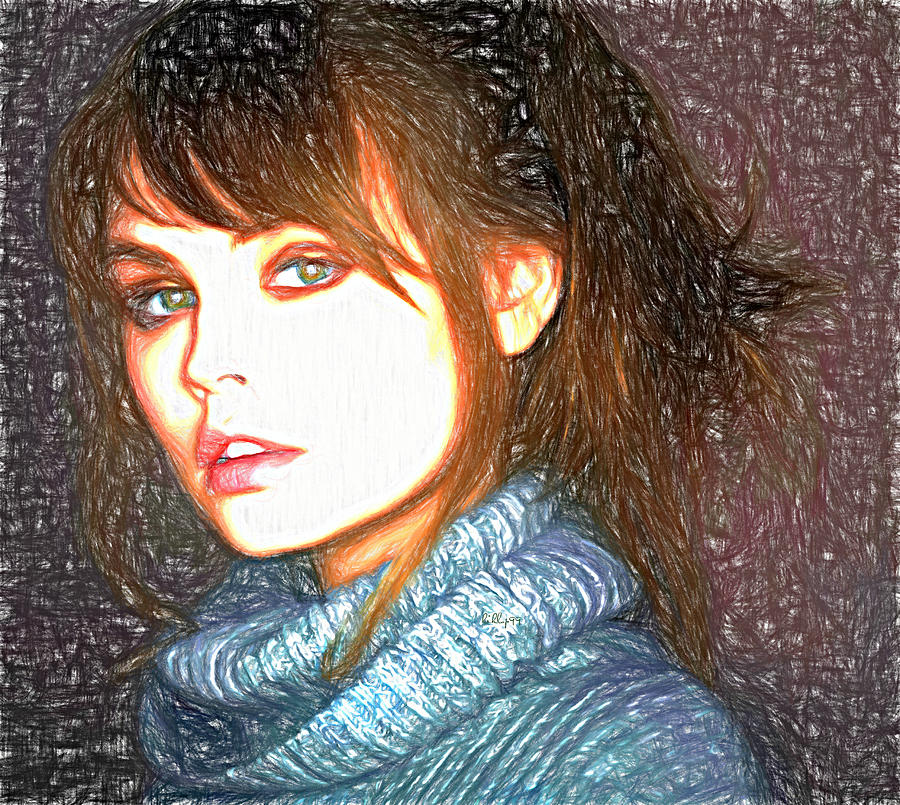 Emina portrait Drawing by Nenad Vasic