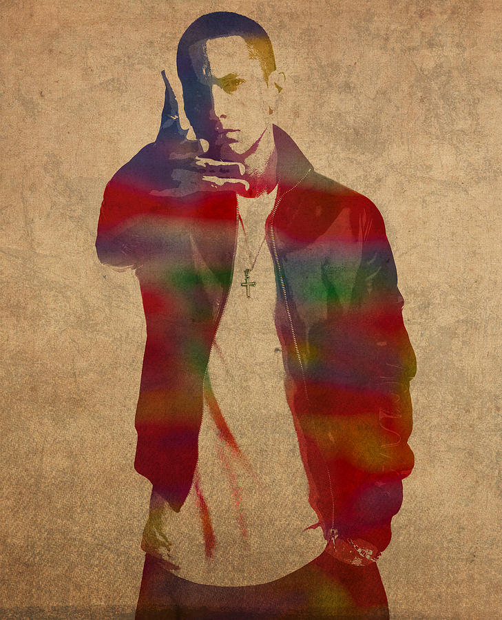 Eminem Watercolor Portrait Mixed Media by Design Turnpike