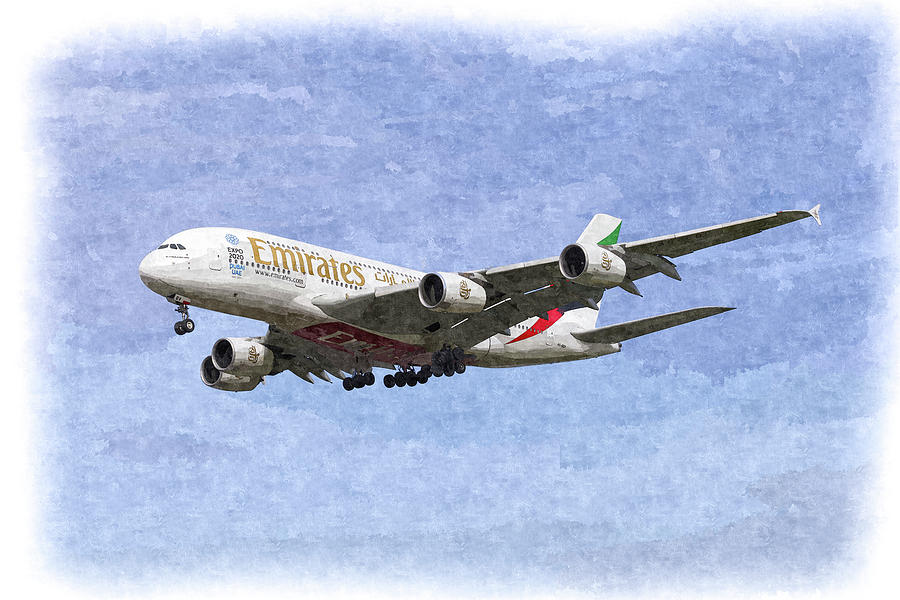 Emirates A380 Airbus Oil Photograph by David Pyatt