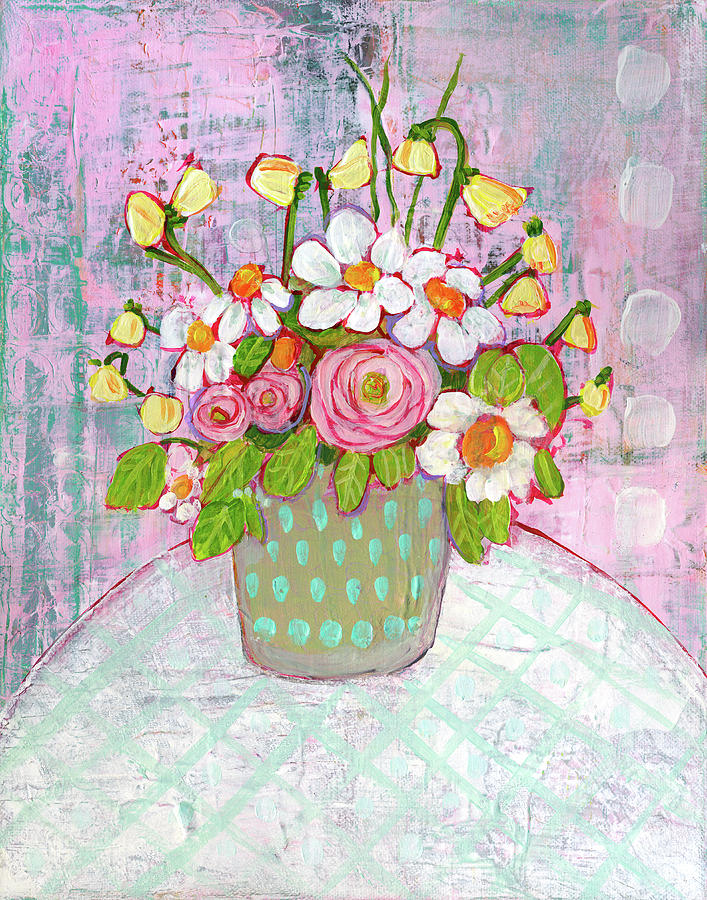 Emma Daisy Flowers Painting by Blenda Studio