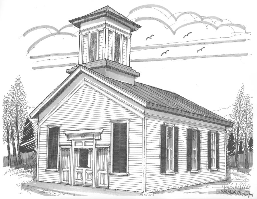 Emmanuel Lutheran Church Drawing by Richard Wambach