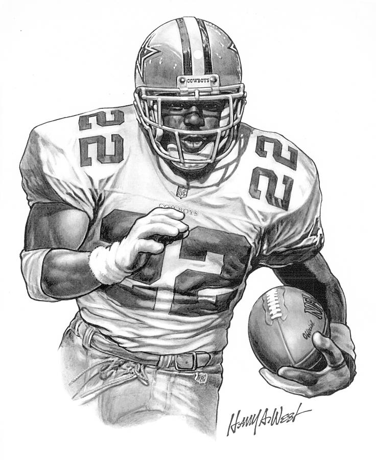 Emmitt Smith Drawing by Harry West