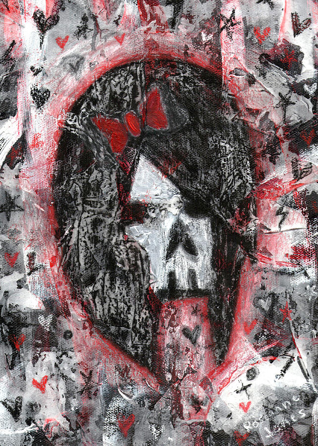 Emo Scene Skull Girl Painting by Roseanne Jones