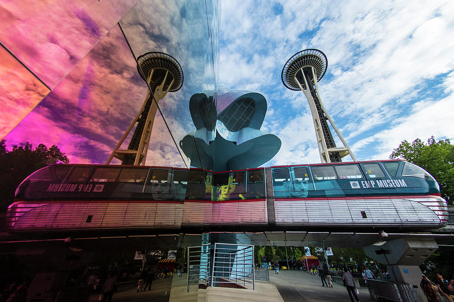 EMP and the Space Needle reflection Photograph by Matt McDonald