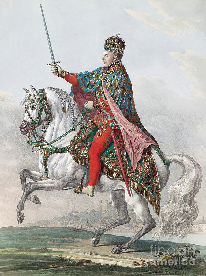 Emperor Ferdinand I of Austria on Horseback Painting by Franz Wolf