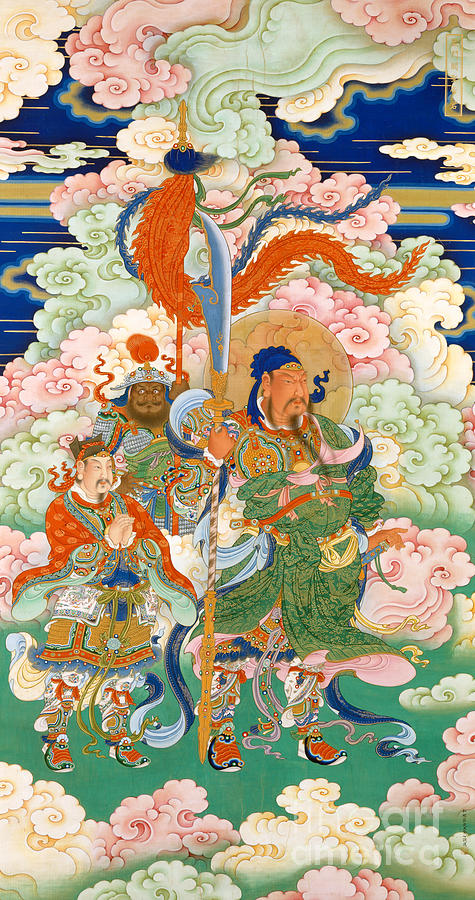 Emperor Guan, Hanging scroll Tapestry - Textile by Chinese School