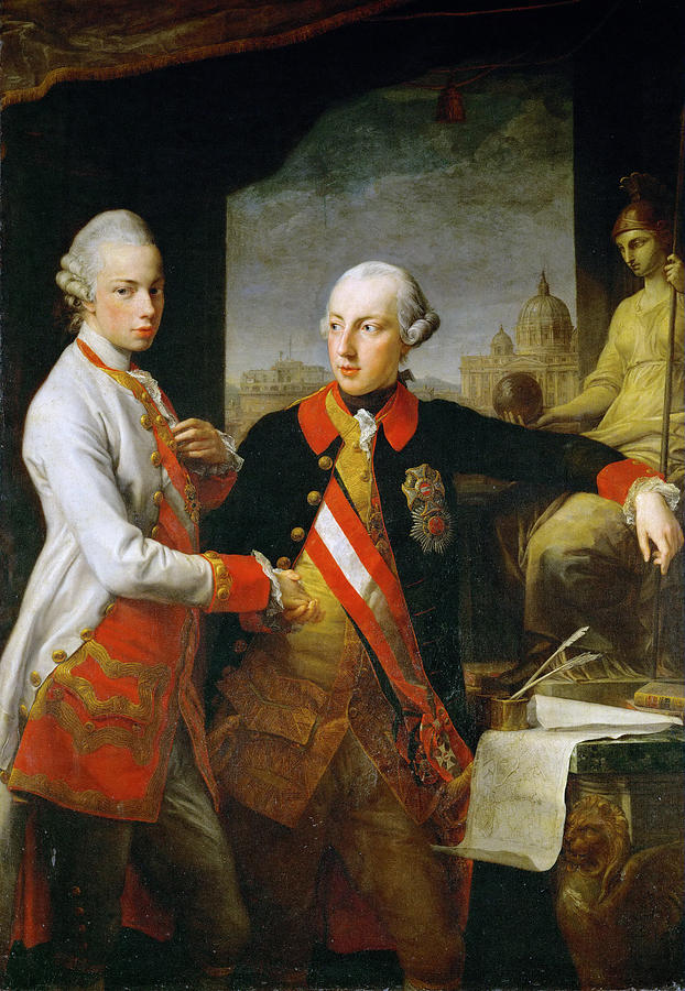 Emperor Joseph II and Emperor Leopold II Painting by Pompeo Batoni