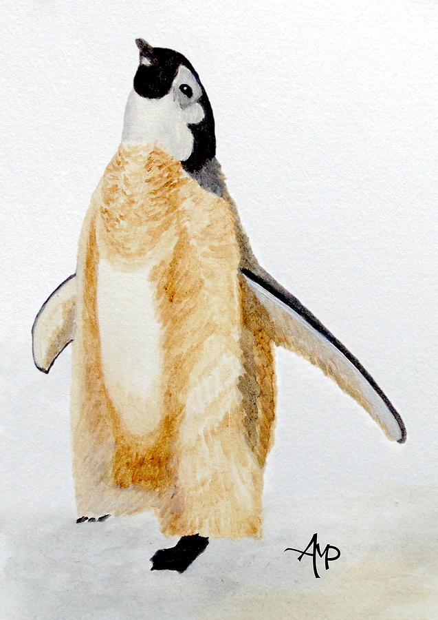 Emperor Penguin Chick Painting by Angeles M Pomata