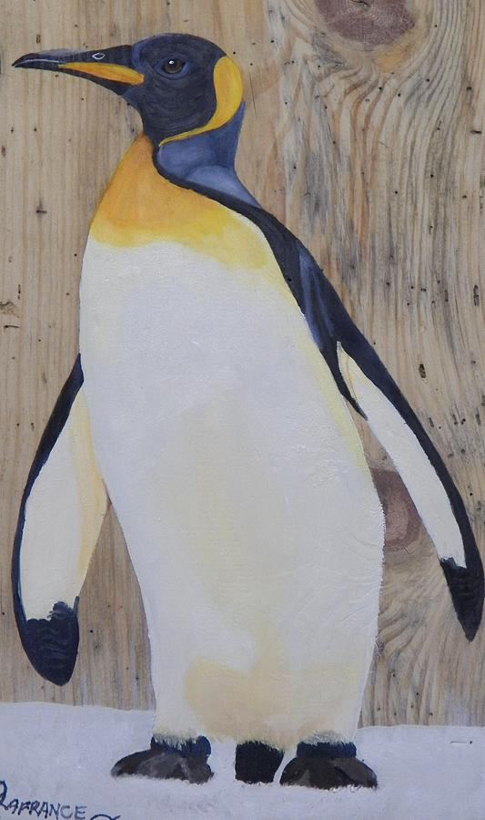 Emperor Penguin On Wood Painting