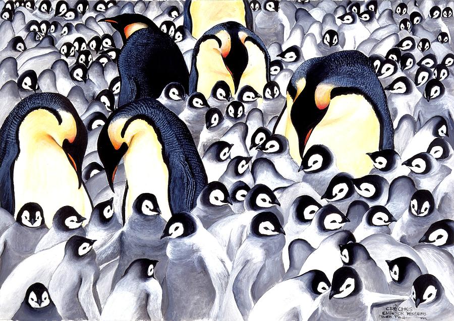 Wildlife Painting - Emperor Penquins by Bob Patterson