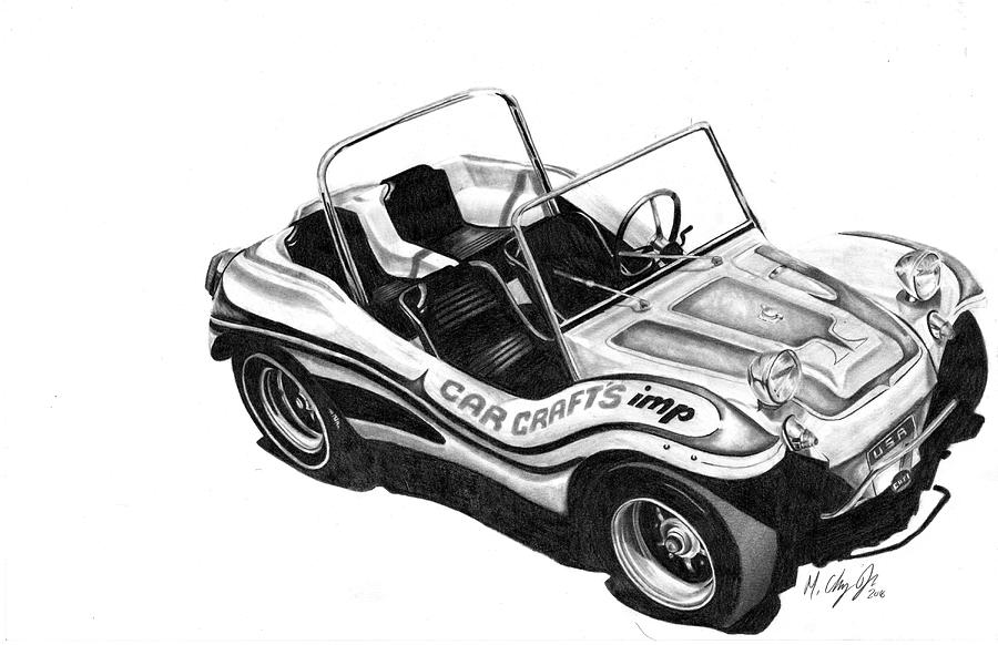 EMPI Imp Dune Buggy Drawing by Mickey Chaney
