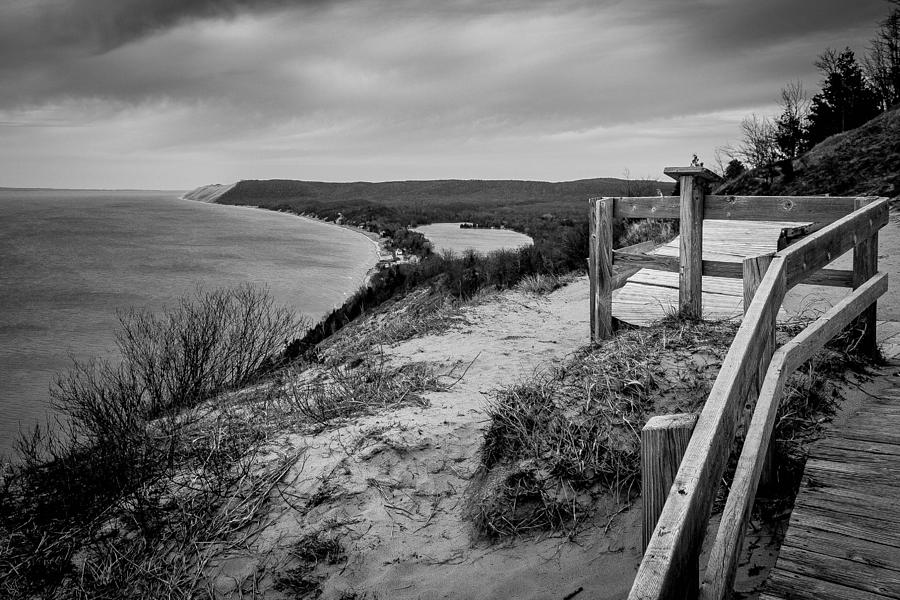 Lake Michigan Photograph - Empire Bluffs Black and White by Ashleigh Mowers