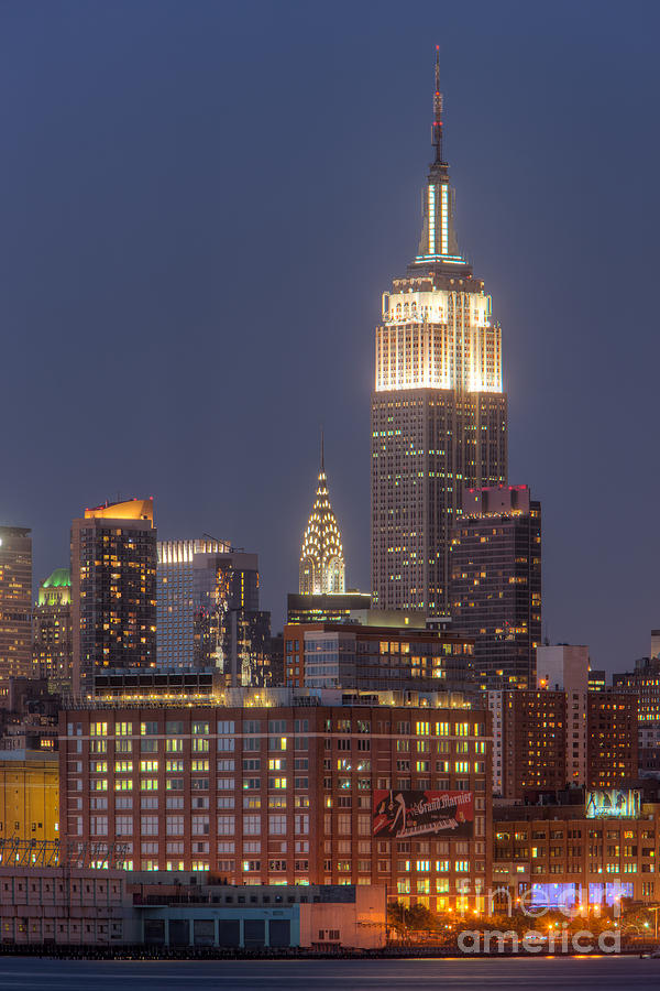 Empire State and Chrysler Buildings at Twilight Photograph by Clarence Holmes
