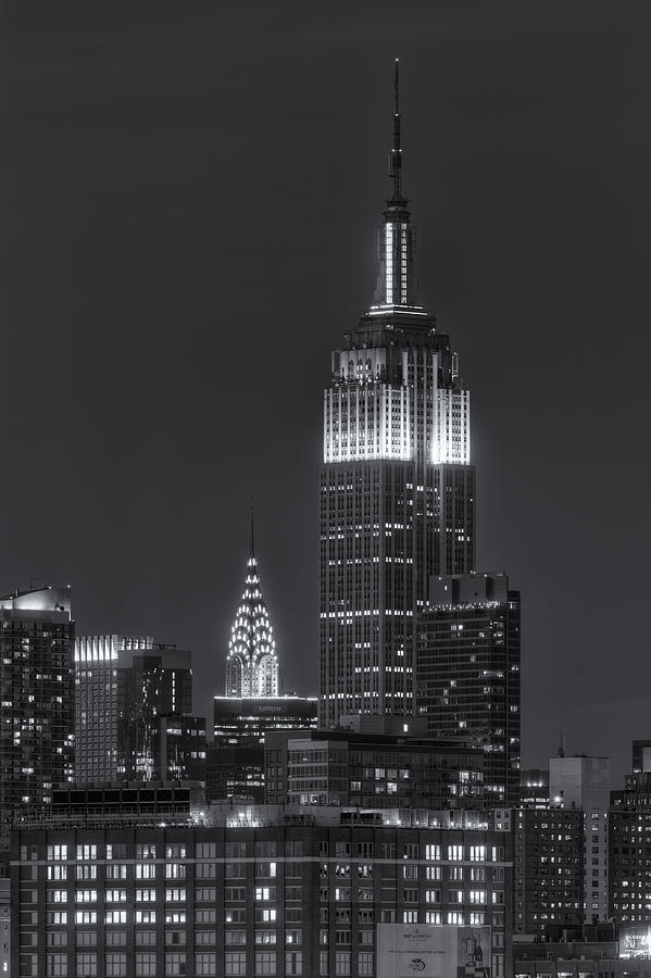 Empire State and Chrysler Buildings at Twilight IV Photograph by Clarence Holmes