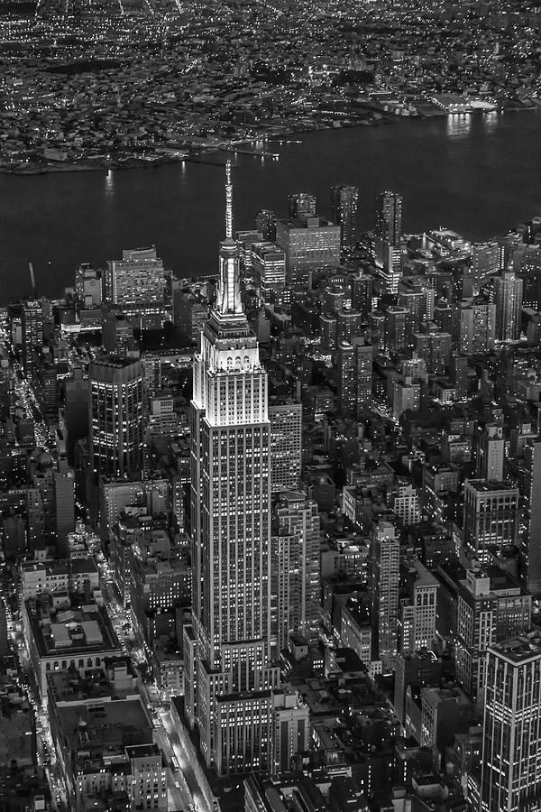 Empire State Building Aerial View BW Photograph by Susan Candelario