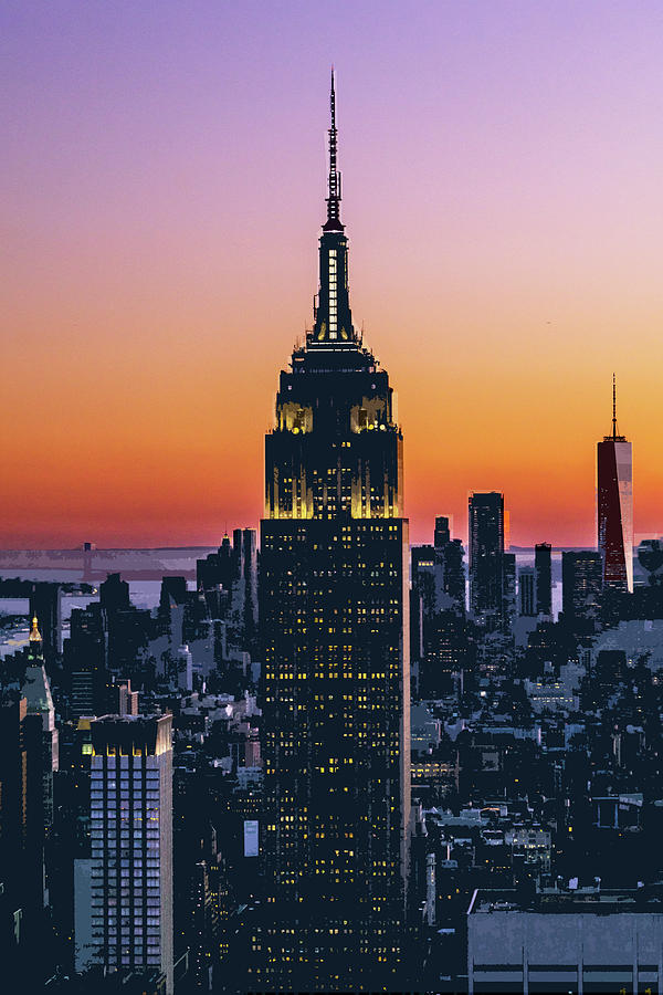 Empire State Building at Sunset New York City Painting by Elaine ...
