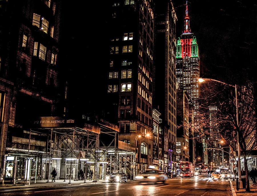 Empire State Building Christmas Lights Photograph by Jeff Watts Fine