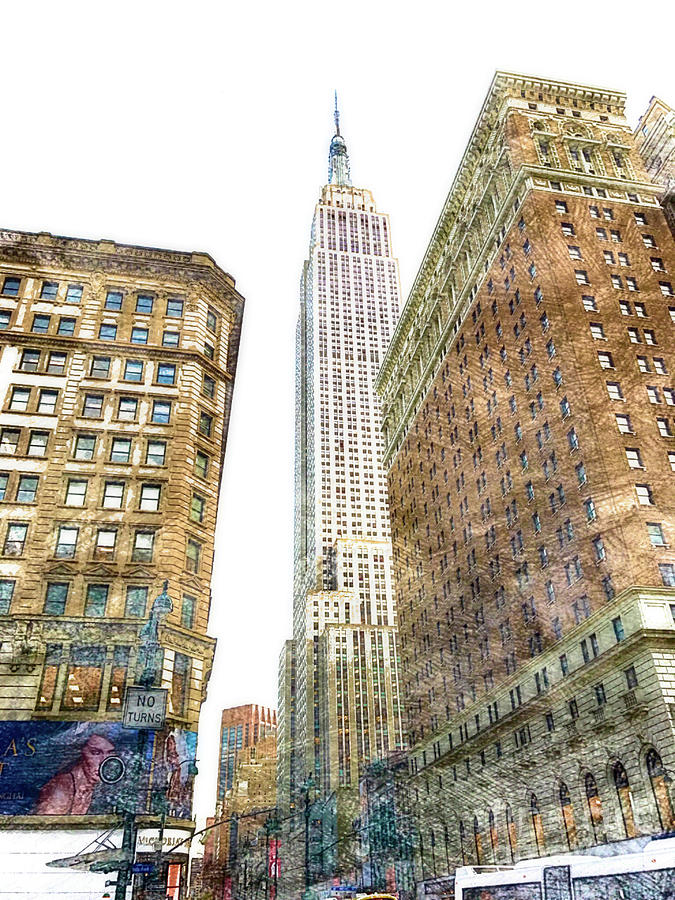 Empire State Building Color Digital Art by CAC Graphics