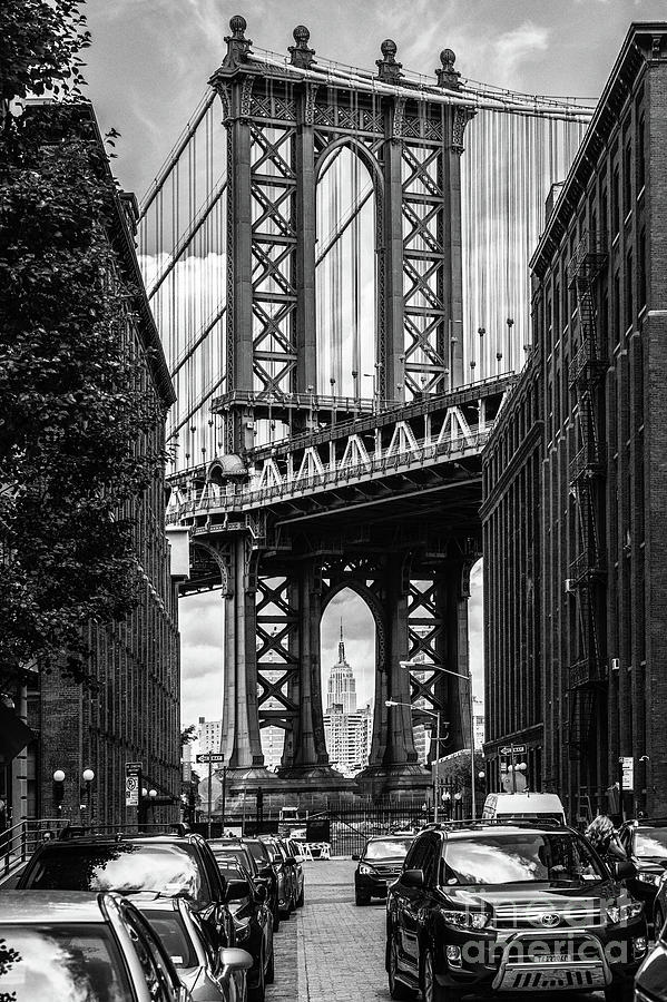 Empire State Building Framed by Manhattan Bridge Photograph by Peter Dang