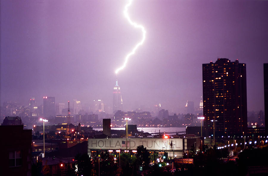Empire State Building Hit By Lightning August 2002 Photograph By Sean 