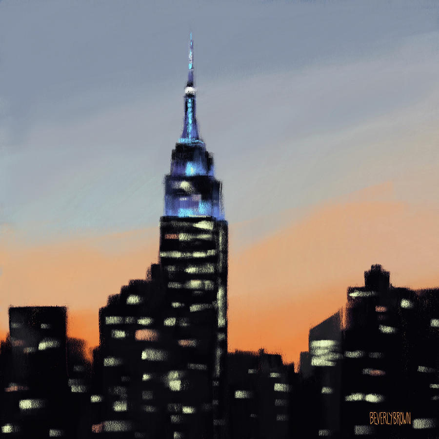 Empire State Building Ombre New York Skyline Painting by Beverly Brown