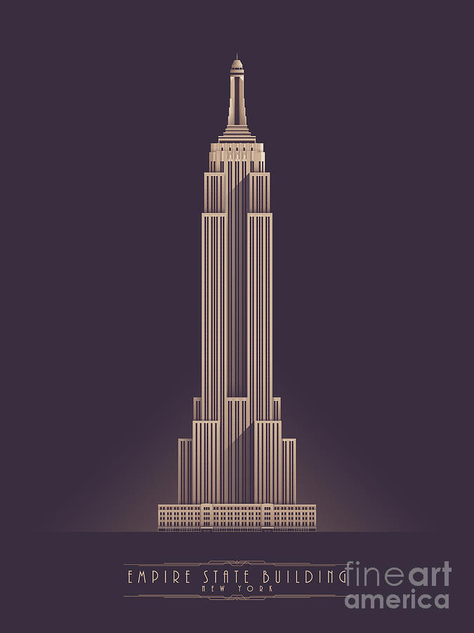 Architecture Digital Art - Empire State Building - Vintage Dark by Organic Synthesis