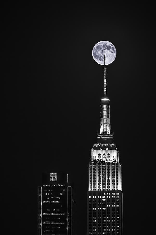 Architecture Photograph - Empire State of Moon by Eduard Moldoveanu