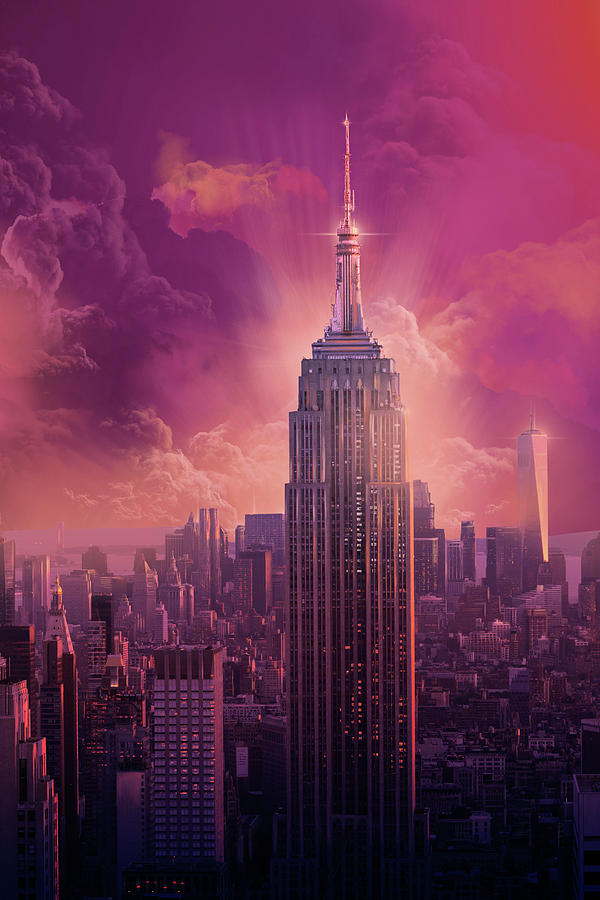 Empire State Building Sunset Digital Art